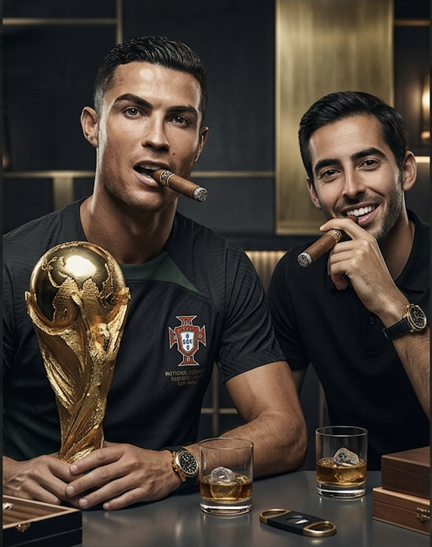 Ronaldo World Cup cigar lounge print